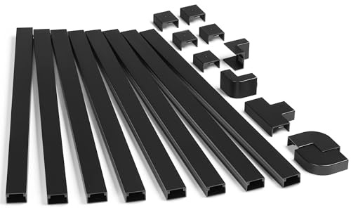 ZhiYo 3.2m Cable Trunking Kit, Paintable Cable Cover for Wall Mount TV | 8 x L400mm W24mm H14mm, Wire Hiders for Wires on Wall, Cable Management Raceway, Black