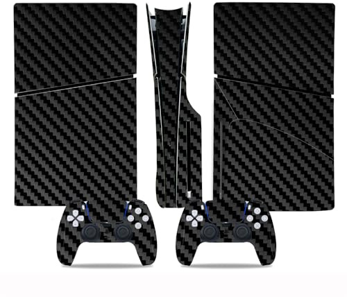 Per Sony PS-5 Slim Console Disk Edition in fibra di carbonio Skin Cover Sticker Host Center Decals Game Console Accessori (Nero)