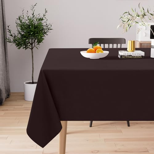 Homaxy Tischdecke Abwaschbar Lotuseffekt Rechteckig 140 x 180 cm Tischtuch Wasserabweisend Tafeldecke Abwischbare aus Polyester Schmutzabweisend Pflegeleicht für Küche Party, Braun