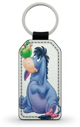 Porte-clé noir en simili cuir Bourriquet ours winnie dessin animé amis Eeyore Ref 18