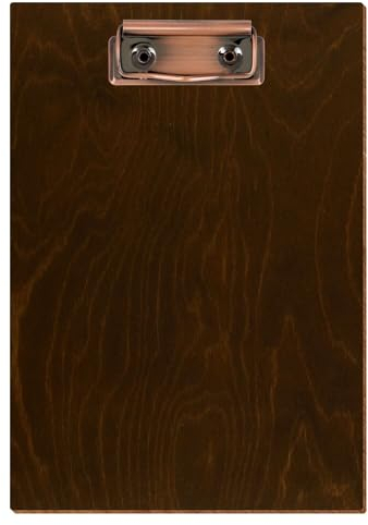 Bütic - Porte-bloc en bois - Forme standard - Chêne foncé - Pour A3, A4, A5, A6, Format : A5 haut, pince : pince en cuivre