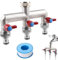 Distributeur d'eau de robinet à 3 voies : distributeur d'eau de jardin en laiton pour 3 adaptateurs de tuyau d'arrosage, 3 distributeurs 3/4 adaptateur 1/2 avec robinet à boisseau sphérique pour