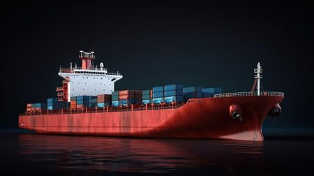 adrium Acryl-Bild 50 x 30 cm: Schiff mit Fracht, helle Farbe. Generative KI (202725327)