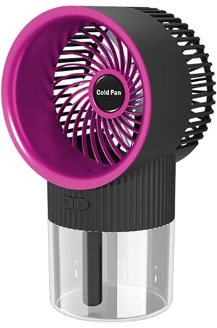 Yolispa Desk Fan USB with Water Mist Spray, Portable Cooling Fan, 3 Speed Rechargeable Desk Fan Silent with Colorful Light, Mini Table Fan for Office, Home, Bedroom, Travel, Outdoor
