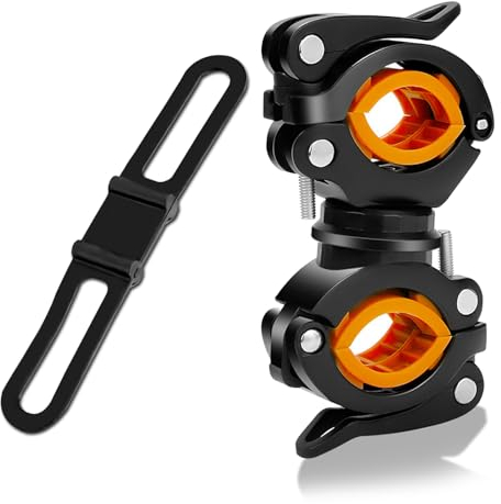 UEPOA Fahrradlicht Halterung, Universal Fahrrad Lampenhalterung 360°Drehbare Lichthalterung Taschenlampe Halterung Fahrrad mit Fahrrad Silikonband für Mountainbike