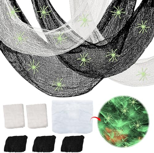 SPHERETRON 5 Stück Halloween Schwarzer Stoff Spinnennetz Halloween Halloween Dekoration Schwarzer Stoff Meterware Halloween Gruseliger Stoff Schwarzes Tuch Halloween Spinnennetz Outdoor - 76 x 183 cm