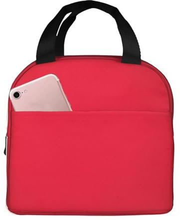 Lonchera térmica unisex de tela Oxford de alta densidad con estampado de rayas rojas. Lonchera para adultos