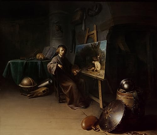 SYlale Ölgemälde Wandkunst Bilder Poster Wandkunst Künstler in seinem Atelier von Gerrit Dou Drucken Ölgemälde für Wanddekoration 60x90cm