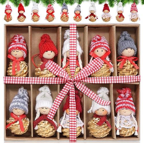Zeawavsl Weihnachtswichtel-Anhänger, Weihnachtsanhänger, Weihnachtszwerg – Set mit 10 Christbaumschmuck-Anhängern – festlicher Weihnachtsbaumschmuck – tolle Geschenkidee für Weihnachten
