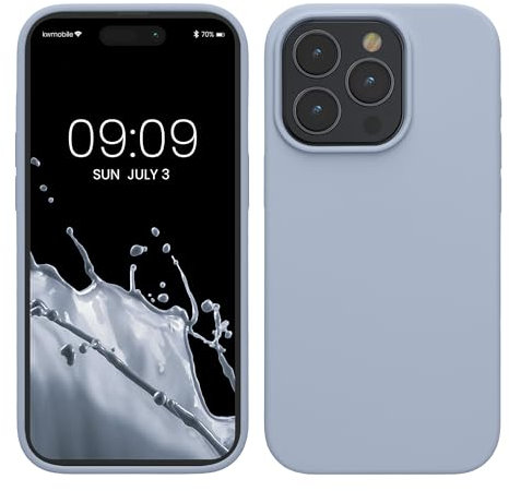 kwmobile Case for iPhone 15 Pro Max Case - Soft TPU Silicone Cover - Light Blue Matte