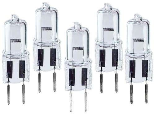 BULBEAWICK Halogenlampe GY6.35 Bi-Pin Sockel,AC/DC 24V,Dimmbar,2800K Warmweiß,5er Pack G6.35 24V-150W