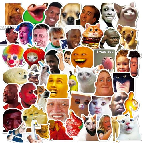 Funny Meme Aufkleber Meme Sticker Set 50 Stücke Niedlich Deko für Auto Laptop Skateboard Fahrrad Moped Motorrad Fahrrad Computer,Geeignet für Erwachsene Kinde