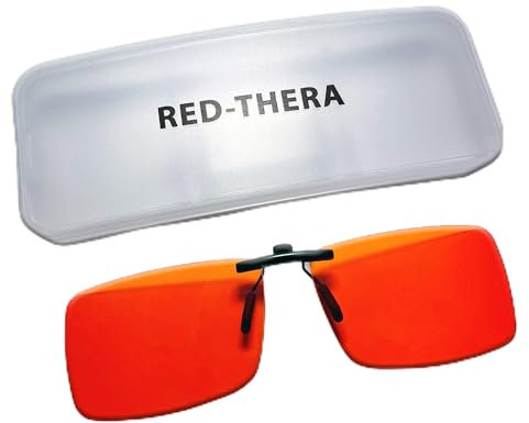 RED-THERA Cubre Gafas Anti Luz Azul (compatible con gafas de vista graduadas) - Unisex para adultos y niños - Lentes luz azul - Protección anti pantallas,TV, Gaming - Blue light glasses. (Rojas 99%)