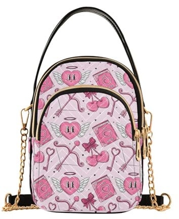 Amooorous Trendige Umhängetasche für Damen mit mehreren Taschen, Pfirsichherz, Amor, für Reisen, Pfirsichherz Amor, 1 size