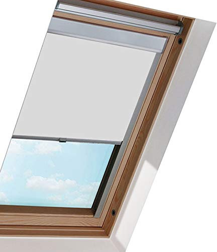 Izrielar Verdunkelungsrollo Rollo Dachfenster, Dachfensterrollo für Fenster, Skylight, kinderzimmer, 100% Verdunkelung, Seitenschienen in Silber, Sonnenschutz (S06 Grau)