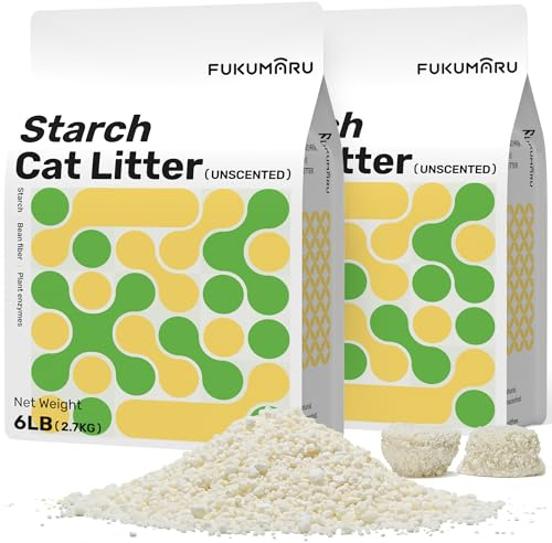 FUKUMARU Maniok Katzenstreu 5.4 kg – Starke Klumpenbildung, Staubfrei, Antihaft-Boden, 24/7 Geruchskontrolle mit pflanzlichen Zutaten