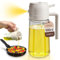 PORTENTUM Pulverizador aceite spray 2 en 1 aceitera spray pulverizador, Botella de vidrio de 500 ml / 17 oz para Freidora de Aire, Barbacoa (Blanco)