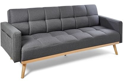Jahnke SCHLAFSOFA Chillax Box Granitgrau/Holz EICHENFARBEN