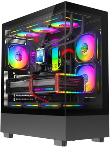 ASC TECHNOLOGY Gaming PC Tower, Intel Core i7-3770, 16GB RAM, GT 730 2GB Graphics, 1TB HDD + 256GB SSD, Windows 11, Black 9 Fan Glass RGB Case – High Performance Setup