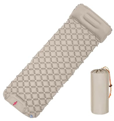 Geavonyg Tragbare Picknick Strand Schlafmatte Outdoor Camping Aufblasbare Matratze Mit Kissen Reisematte Klappbett Leicht Zu Tragen Leichte Luftkissen