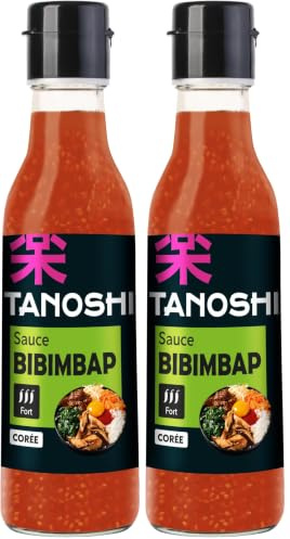 TANOSHI - Sauce Bibimbap Piquante au Piment et Sésame - Sans Glutamate Ajouté - Flacon de 225 ml (Lot de 2)