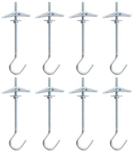 8 PCS Crochets De Plafond, Boulon Ailes Crochet, Crochet de Fixation au Plafond en Acier au Carbone, Crochet pour Plafond à Ressort à Ailettes, pour Plafond Plantes Mur Maison (M5*90mm)