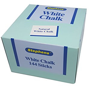 Stephens White Chalk Box of 144 Sticks, Ideal Toys For Kids, Mess-Free Alternative To Paint, Colouring For Craft And Board, Pavement Painting Drawing, Or Blackboard Writing (package may vary)