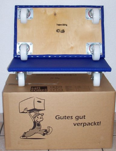 NUGOYA Möbelroller - Plattengröße 350 mm x 600 mm - 500 kg - robuster Antirutschbelag - PRAKTISCH im Umzugskarton - 360° Kunststofflenkrollen 4fach verschraubt - für Umzug und Industrie