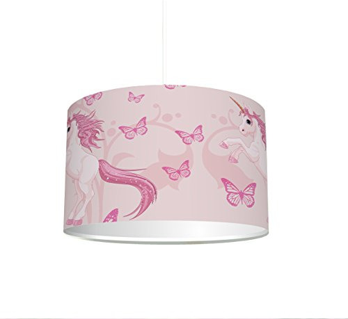 Kinderzimmer Lampenschirm Einhorn KL06 | kinderleicht eine Einhorn-Lampe erstellen | als Steh- oder Hängeleuchte/Deckenlampe | perfekt für Einhorn-begeisterte Mädchen | STIKKIPIX