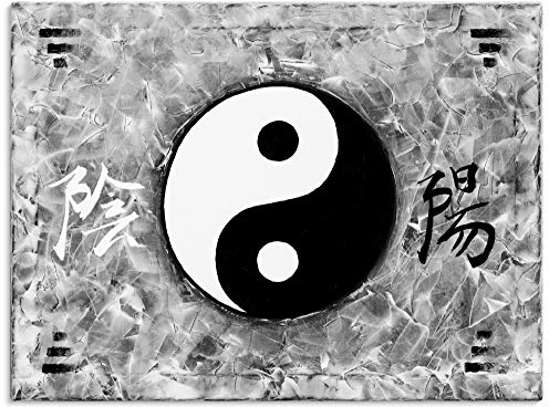 ARTLAND Wanddeko Leinwand Bilder Wandbild Ying Yang Asien Asiatisch Feng Shui Yoga Modern Schwarz Weiß T4FI