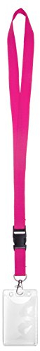 Karteo Ausweishülle und Schlüsselband pink mit Karabiner [1 Stück] Kartenhülle a7 Weichplastik vertikal mit Lanyard Ausweishalter