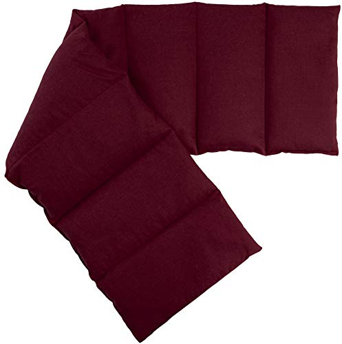 Kirschkernkissen 75x20cm groß 8-Kammer - Wärme-Körner-Kissen für Mikrowelle oder Backofen - Kirschkerne, weinrot
