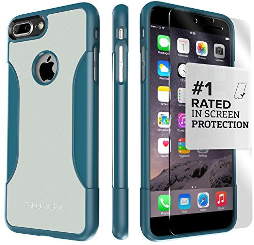 iPhone 8 Plus and 7 Plus Case, SaharaCase Classic Protection Kit Bundle with [ZeroDamage Tempered Glass Screen Protector] Rugged and Slim - Gray Blue