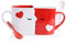 Kissing Mugs Set, Anniversary & Wedding Gifts, Exquisitely Crafted Large Red & White Cups & Spoons for Couples, Him and Her for Valentine's Day, Birthday, Christmas, Mr & Mrs Home Decor by Blu Devil