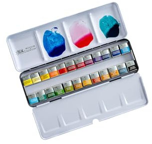 Winsor & Newton Artists Watercolour Light Weight Sketchers Box-24 Half Pan