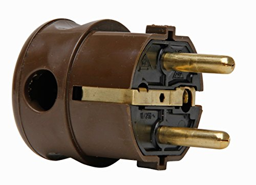 Kopp 178506001 Protección de contacto de ángulo conector, plástico, IP20, Introducción laterales, 2 Protección de contacto sistemas según norma CEE 7/VII para cables de hasta 3 x 1,5 mm², color marrón