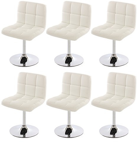 Mendler 6er-Set Esszimmerstuhl Kavala Kunstleder Chrom - weiß | Drehstuhl, Stuhl