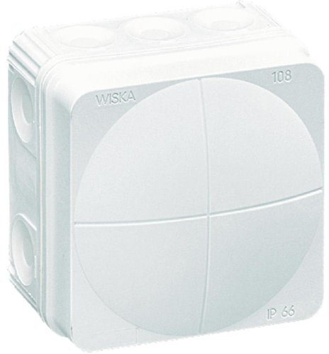 Wiska Combi 108/5 - Grey Waterproof Junction Box With 5 Pole 2.5mmsq Screw Terminal & 10 Self Sealing Cable Inlets (IP66 24A L:76 x W:76 x D:51mm)
