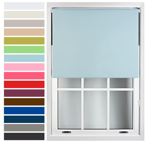 FURNISHED Custom-Made Premium Roller Blinds - Blackout Window Blinds with Metal Fittings - Thermal Insulated and Energy-Efficient - Made to Measure Duck Egg Blue, 90W x 165H cm