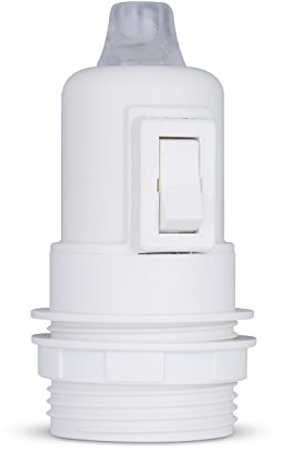 1 x Fassung mit Schalter E27, Lampenfassung aus Thermoplast creme-weiß, Teilgewindemantel