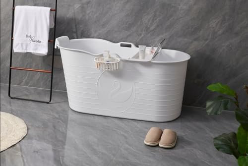 Schwänlein® - Bañera móvil para adultos (tamaño XL, 123 x 53 x 63 cm), diseño elegante y ambiente (blanco)
