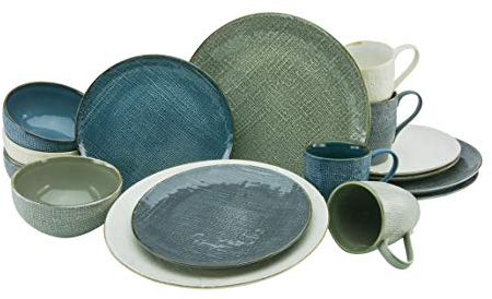 CreaTable, 22238, Serie CANVAS SCANDINAVIA, 16-teiliges Geschirrset, Kombiservice aus Steinzeug, spülmaschinen- und mikrowellengeeignet, Qualitätsproduktion