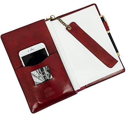 Time Resistance Leder Journal mit nachfüllbarem A5 Notizblock und Lesezeichen Notizbuch Cover mit Stifthalter Rot, 5207401