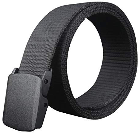 Battnot Herren Gürtel Canvas Automatisch Schnalle Metall Hypoallergenic Freies Plastik stufenlos verstellbarer Stoffgürtel mit Eisenschnalle, Belt für Männer Länge 115 cm, Breite ca. 3,8 cm Schwarz