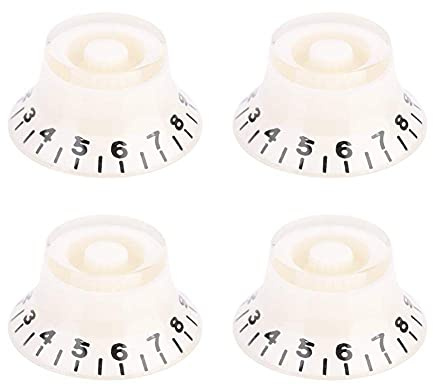 4 STÜCK Gitarre Lautstärkeregler, Gitarren Speed Tone Regler AMP-Effektpedalregler für Gitarren Bass Teil(Weiß + schwarz) E -Gitarrenzubehör