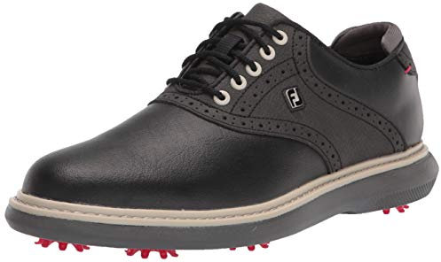 Footjoy Men's Traditions Golf Shoe, Black/Black, 8 X-Wide