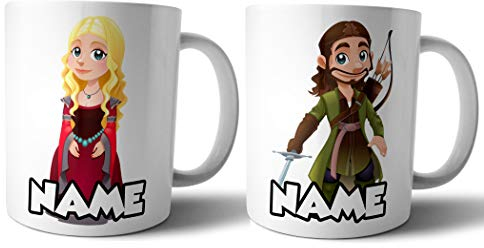 Mugs personnalisés pour elle et lui – Coffret cadeau pour couple – Robin des Bois et Marian médiéval – Saint Valentin – Anniversaire de mariage