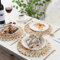 IcosaMro Round Woven Placemats for Dining Table 11.8 Inch Set of 6 Natural Braided Rattan Tablemat Hollow Wicker Charger Plates for Holiday Christmas Kitchen Table Mat, Beige