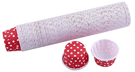 100 Stück Mini Cupcake Liner Papier, Runde Bunte Kuchen Backbecher für Zuhause Geburtstag Party Hochzeit Dekoration Gebäck Muffin Formen Formen (Rot)