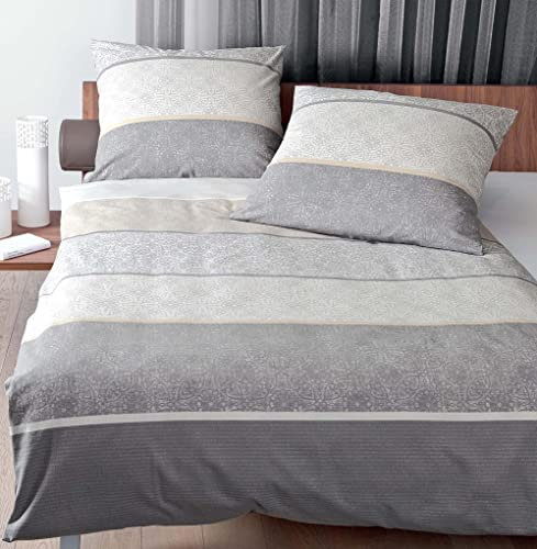 Janine Design Mako-Satin-Bettwäsche-Garnitur Palermo 31031 Farbe Silber Sand Größe 155x220+80x80